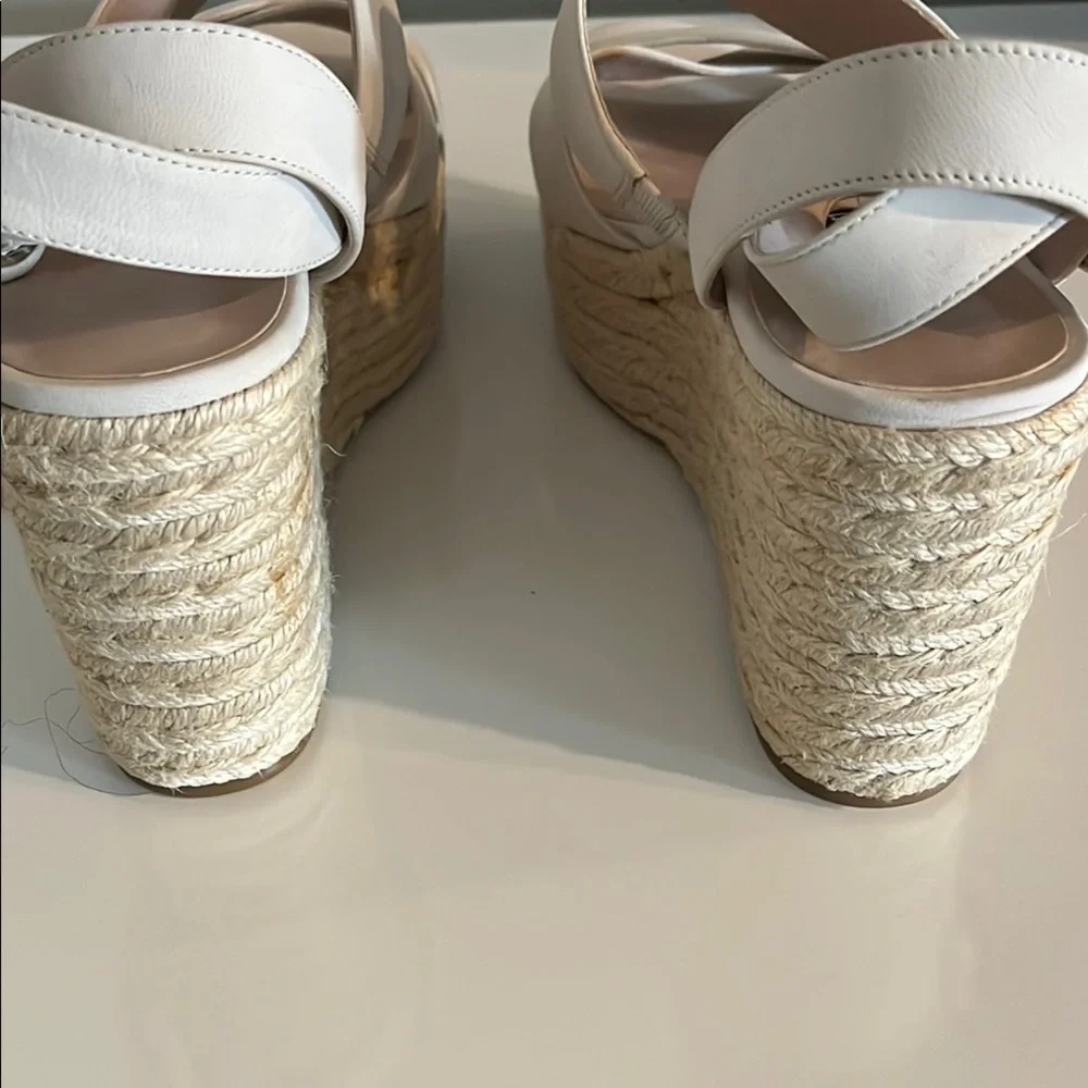 Nine West Cream Wedge Sandals with Adjustable Ankle Strap Size 8‎